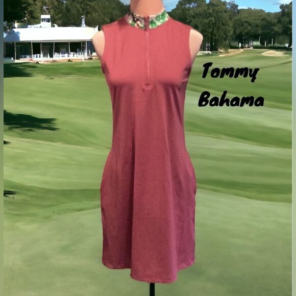 TOMMY BAHAMA NWT WOMENS PINK FLORAL COLLAR TENNIS GOLF DRESS SHORTS QUICK DRY - Picture 1 of 9